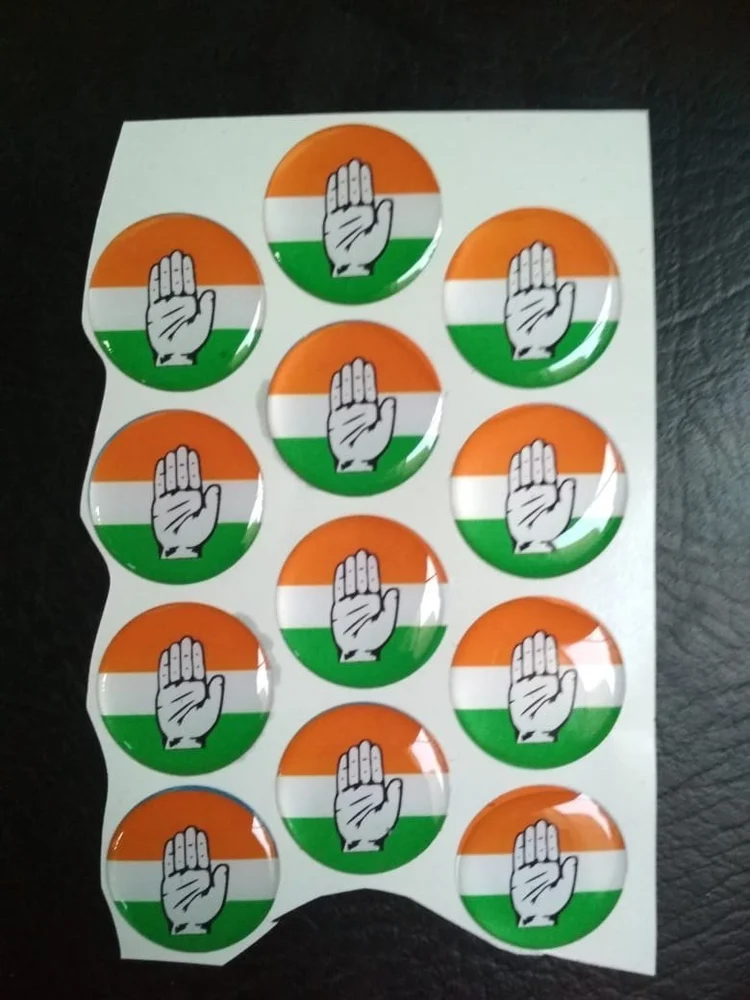 Plastic Congress Party Round Mobile Sticker, Printed